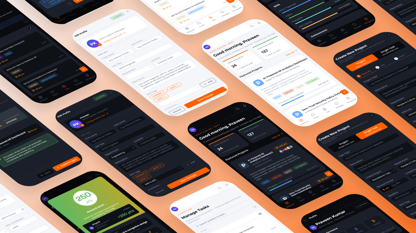 sourceIN app screens mockup