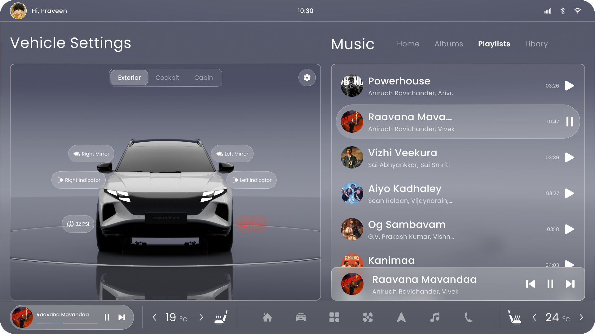 Parking mode interface