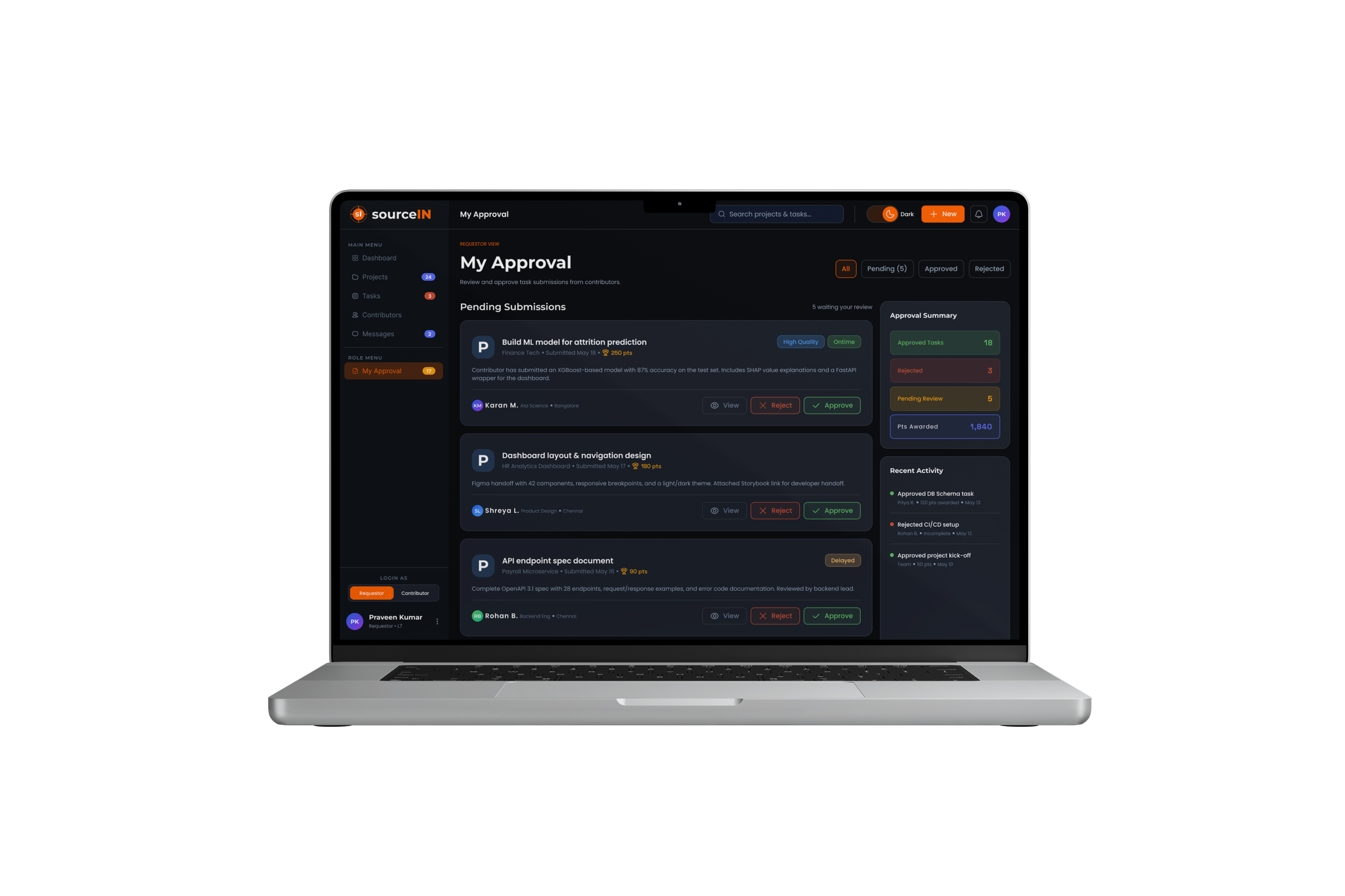 SourceIN review and approval