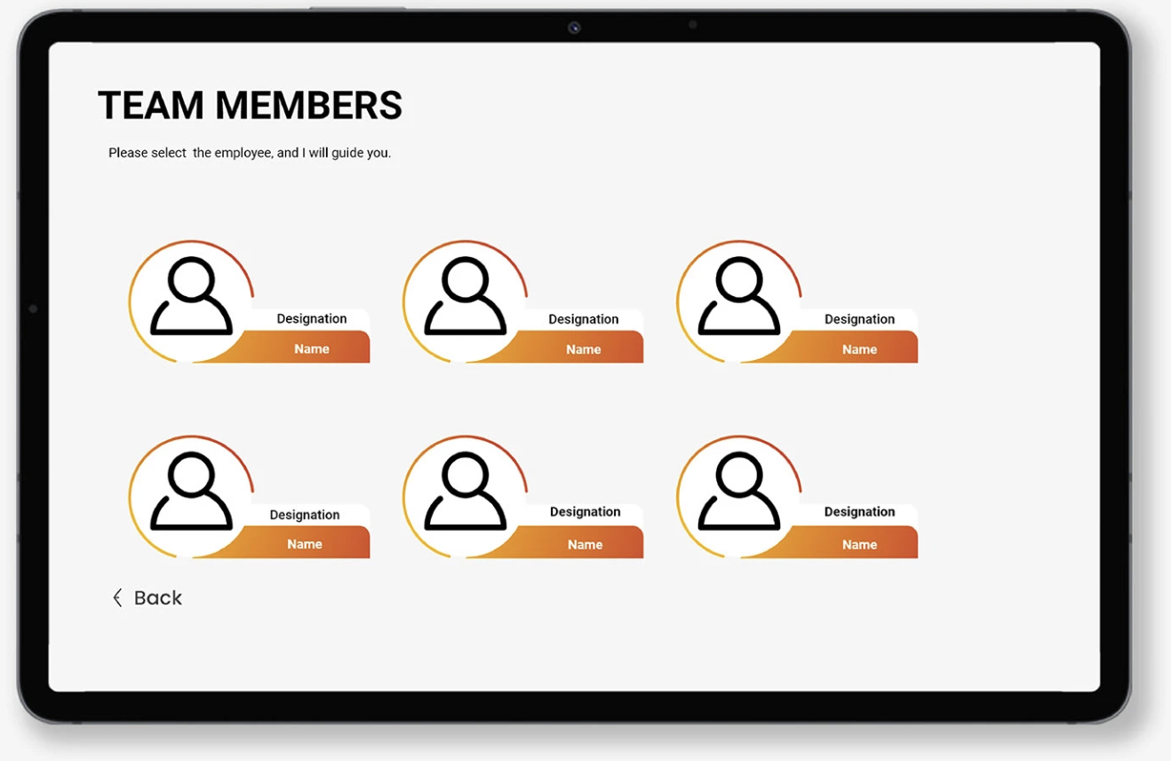 Team members screen